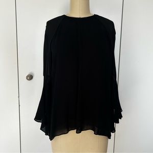Zara Woman Sheer Flutter Sleeve Blouse